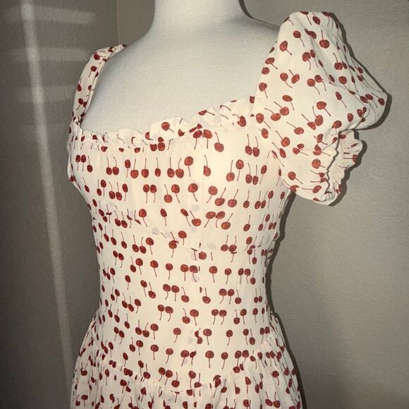 NWT Reformation x Anthropologie Womens Cherry Davonne Mini Dress Cream Sz 8 - Picture 12 of 16